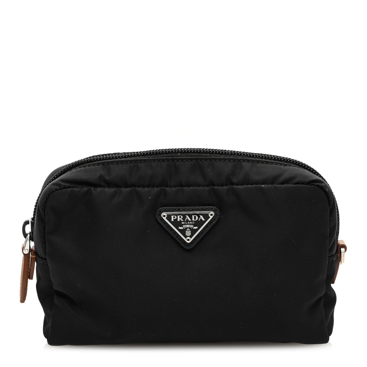 Prada Re-Nylon Saffiano Travel Pouch Black Caramel 1 of 6