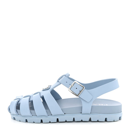 Prada Foam Rubber Metal Triangle Logo Cage Sandals 40 Cielo 1 of 10