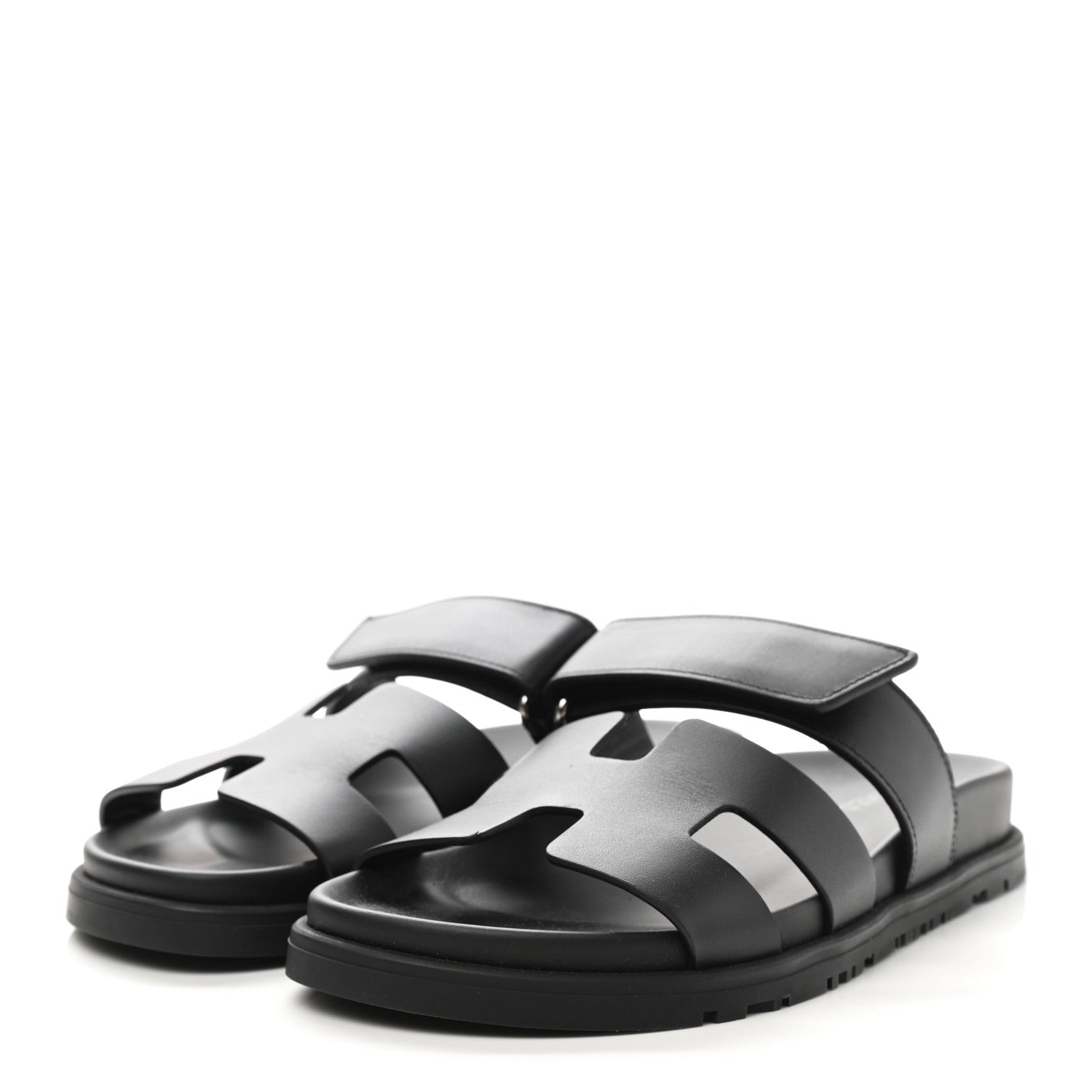 Hermes Calfskin Womens Chypre Sandals 35.5 Black 3 of 9