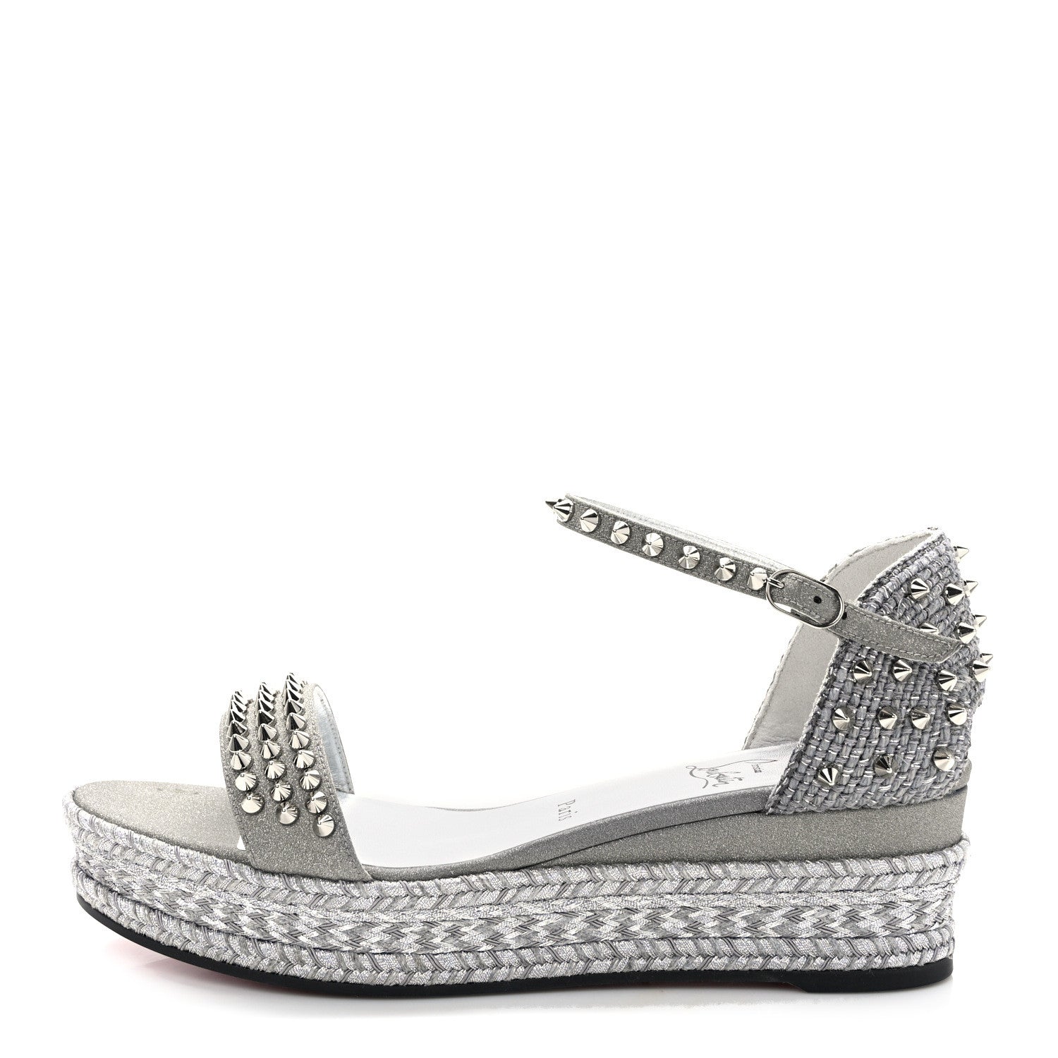 Christian Louboutin Vacchetta Laminato Madmonica 60 Platform Sandals 41 Silver 1 of 9