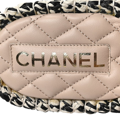 Chanel Raffia Lambskin Woven Chain CC Toe Ring Sandals 41 Black Beige 7 of 7