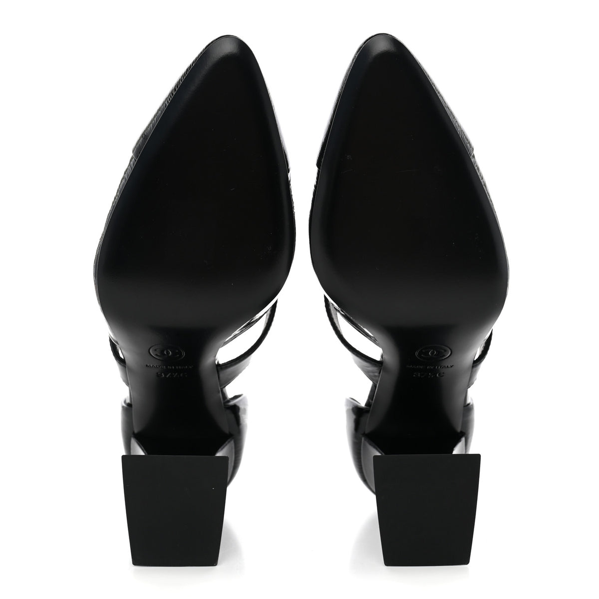 Patent Goatskin Cap Toe Buckle Pumps 37.5 Black