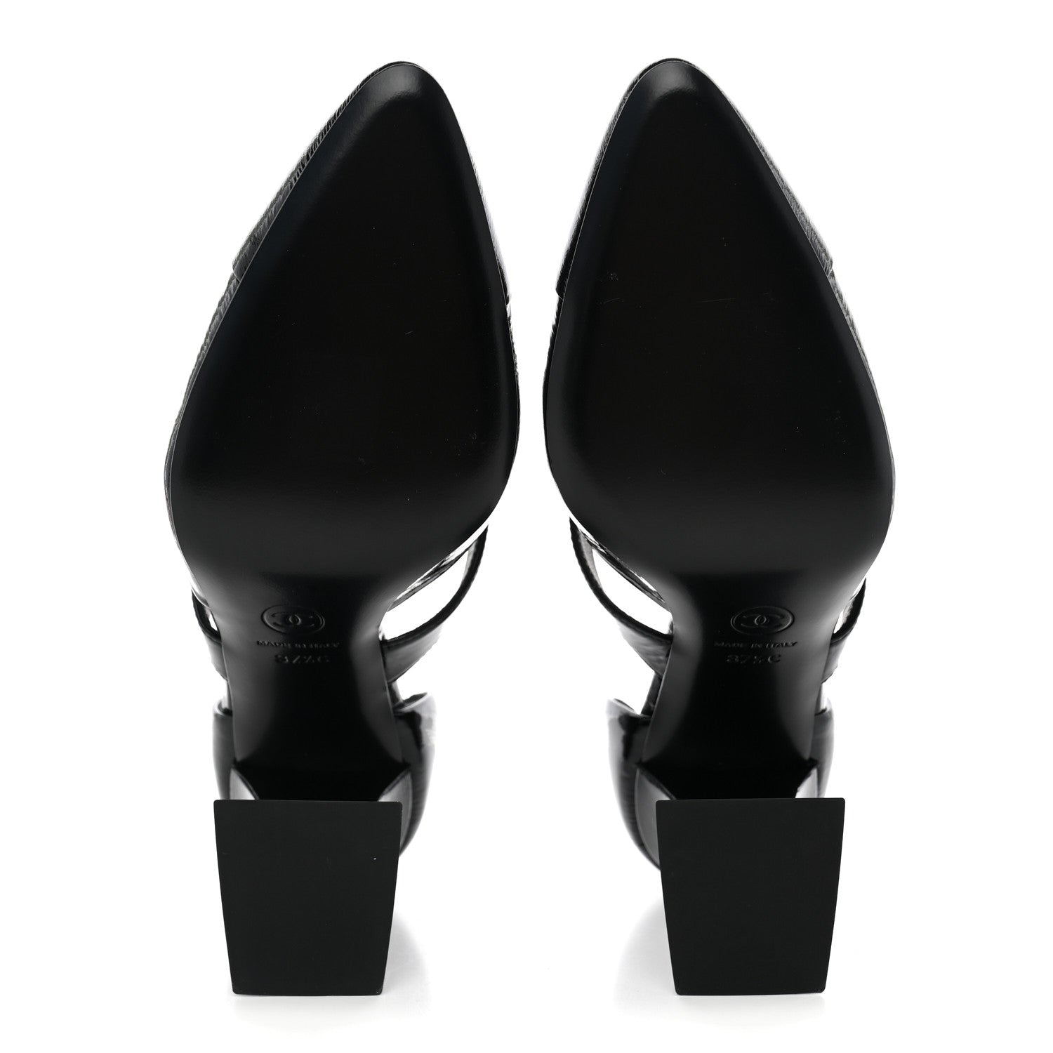 Chanel Patent Goatskin Cap Toe Buckle Pumps 37.5 Black 5 of 9