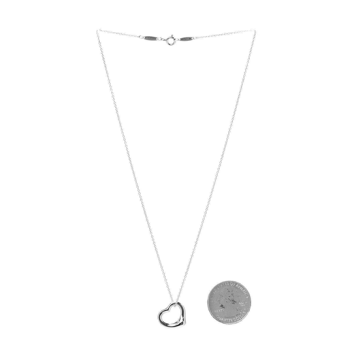 Tiffany Sterling Silver 16mm Elsa Peretti Open Heart Pendant Necklace 3 of 8