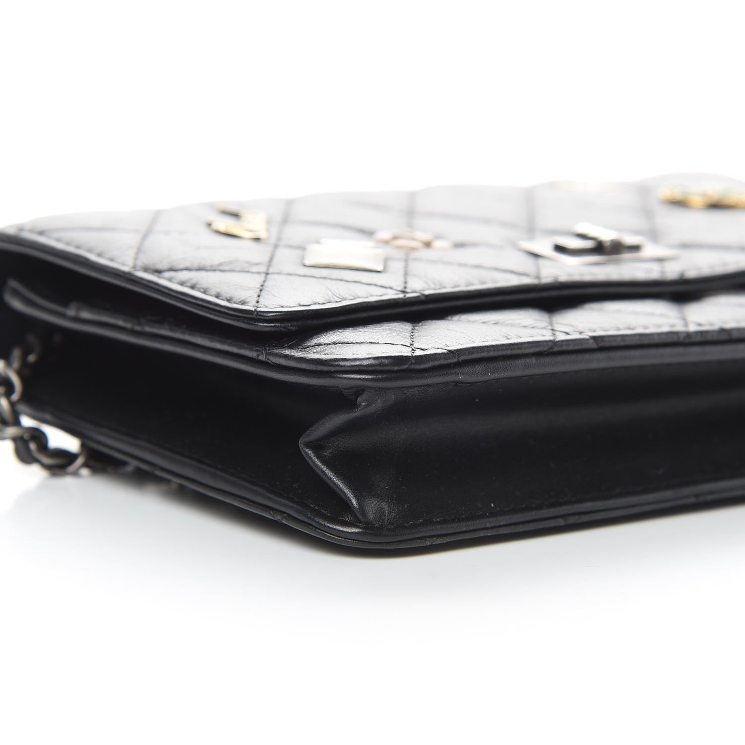 Chanel Aged Calfskin Lucky Charms Casino 2.55 Reissue Wallet on Chain WOC Black 10 of 15