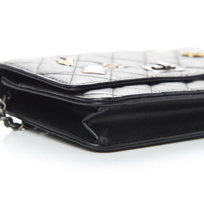 Chanel Aged Calfskin Lucky Charms Casino 2.55 Reissue Wallet on Chain WOC Black 10 of 15