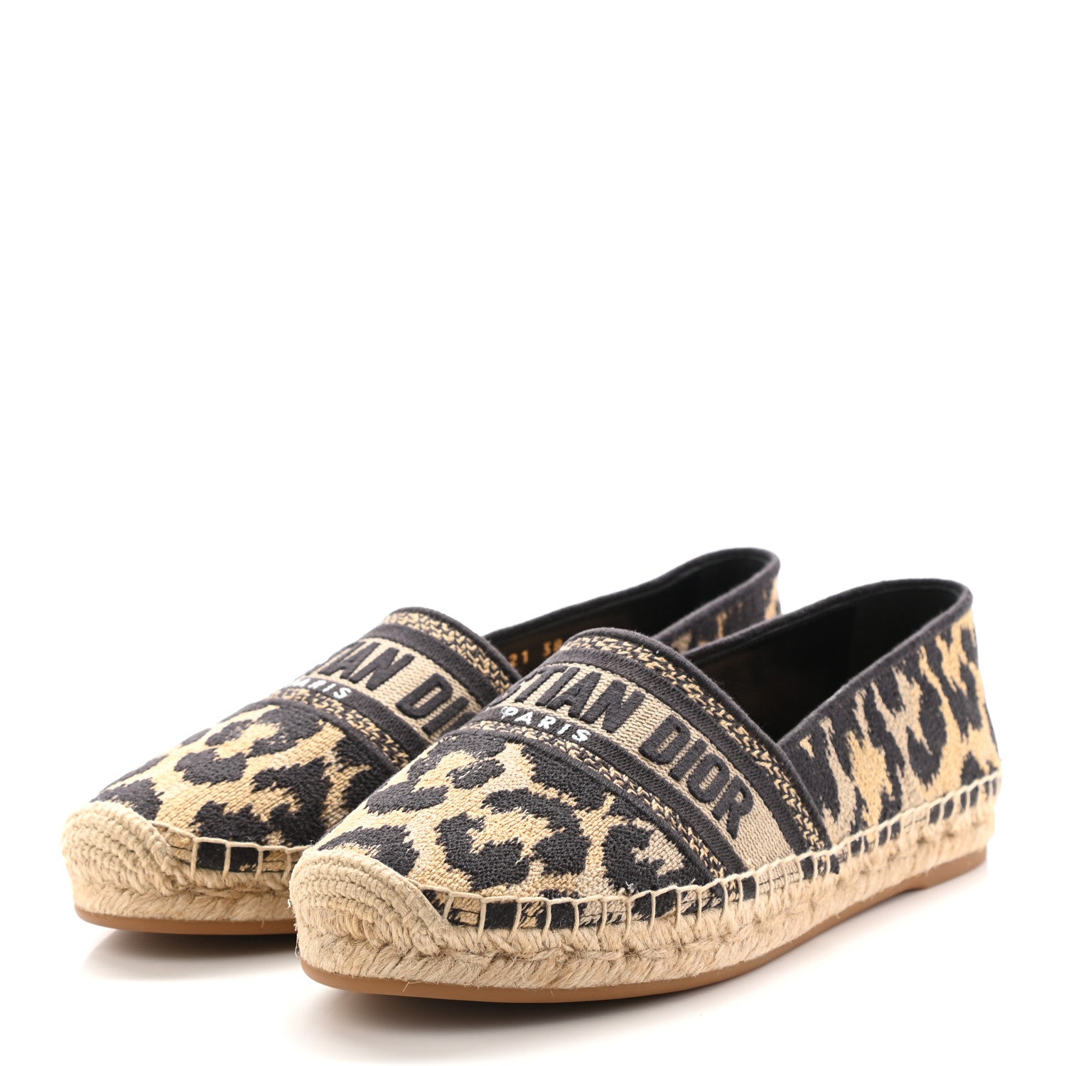 Christian Dior Cotton Embroidered Leopard Print Granville Espadrille 38 Natural 3 of 13