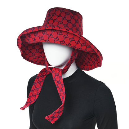 Gucci Monogram Wide Brim Hat L Red Blue 2 of 9