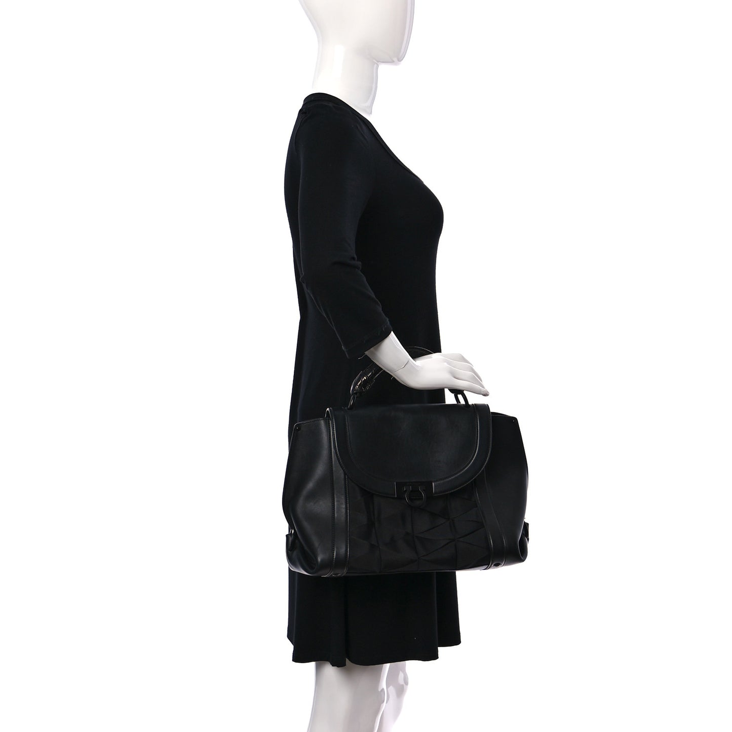Calfskin Nylon Suzanna Gancini Satchel Black