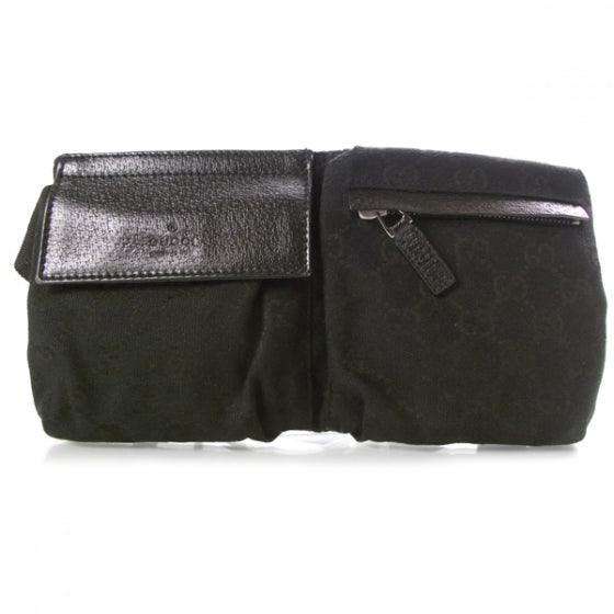 GG Monogram Double Pocket Belt Bag Black
