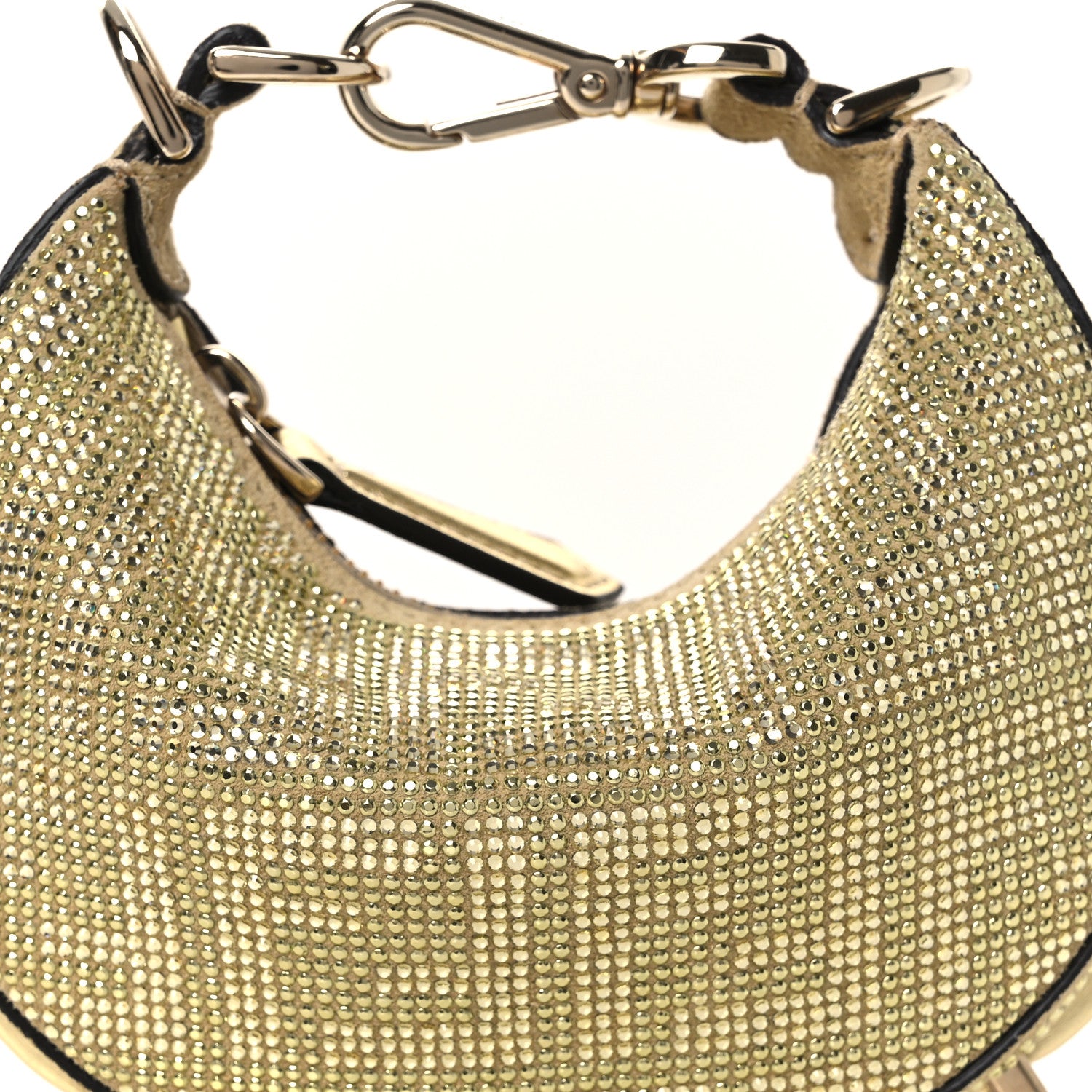Fendi Crystal Vitello Laminato Suede FF Nano Fendigraphy Hobo Bag