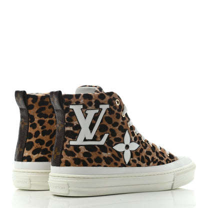 Louis Vuitton Pony Hair Leopard Print Calfskin Monogram Giant Stellar Sneaker Boots 38 4 of 8