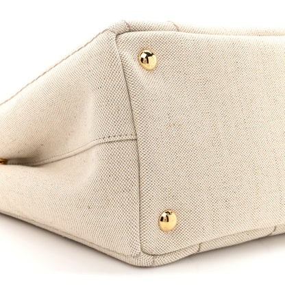 Prada Canvas Mistolino Ricamo Small Logo Tote Naturale 9 of 10