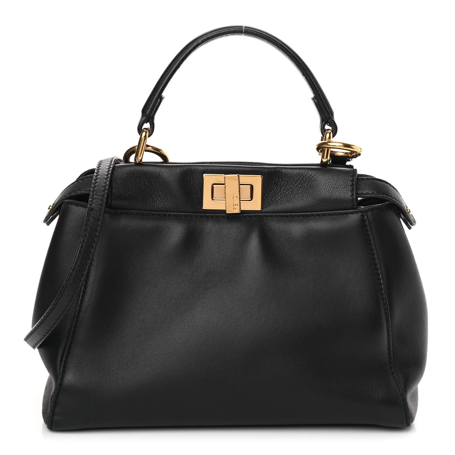 Fendi Nappa Mini Peekaboo Iconic Satchel Black 1 of 11