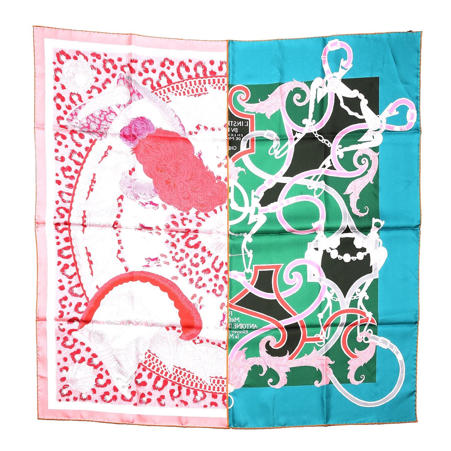 Silk Plumets du Roy Scarf 90 Vert Rose Blanc