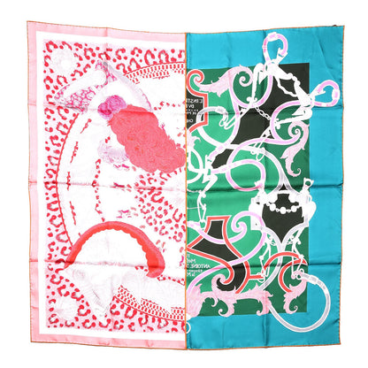 Hermes Silk Plumets du Roy Scarf 90 Vert Rose Blanc 4 of 8