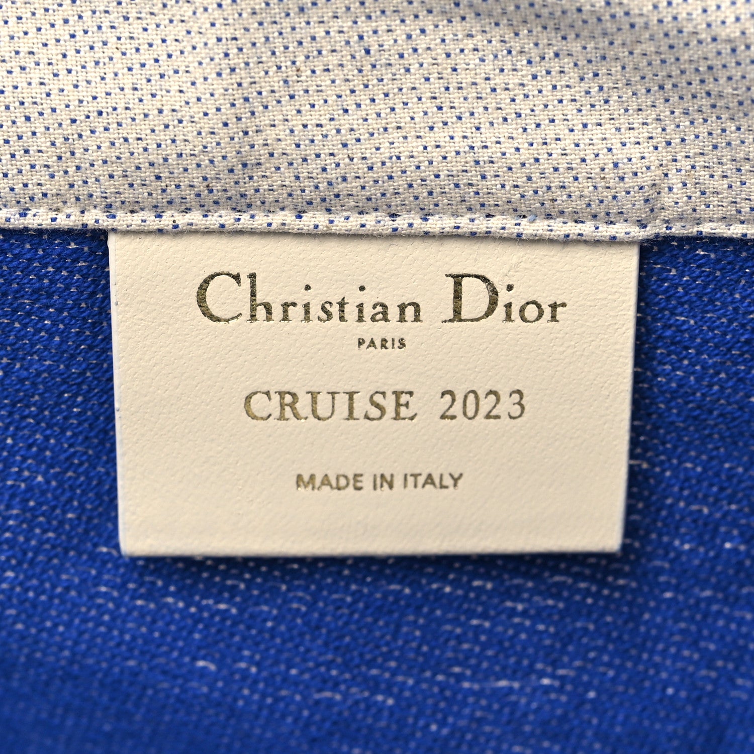 Christian Dior Canvas Print Cruise Tote Ivory Blue 6 of 8