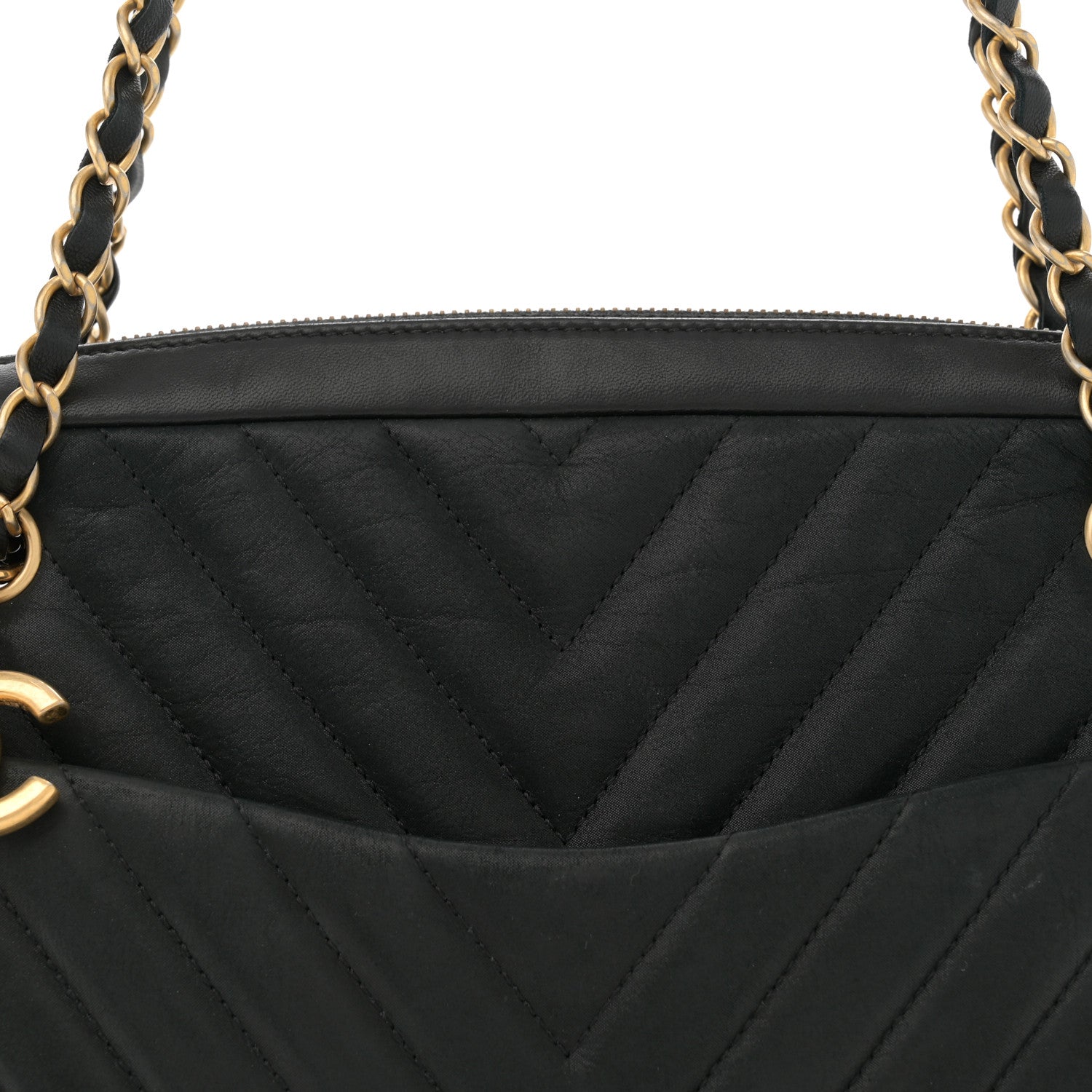 Chanel Iridescent Calfskin Lambskin Chevron Quilted Camera Case Black 8 of 12