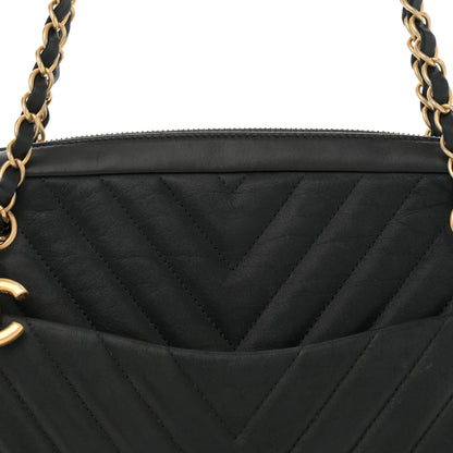 Chanel Iridescent Calfskin Lambskin Chevron Quilted Camera Case Black 8 of 12