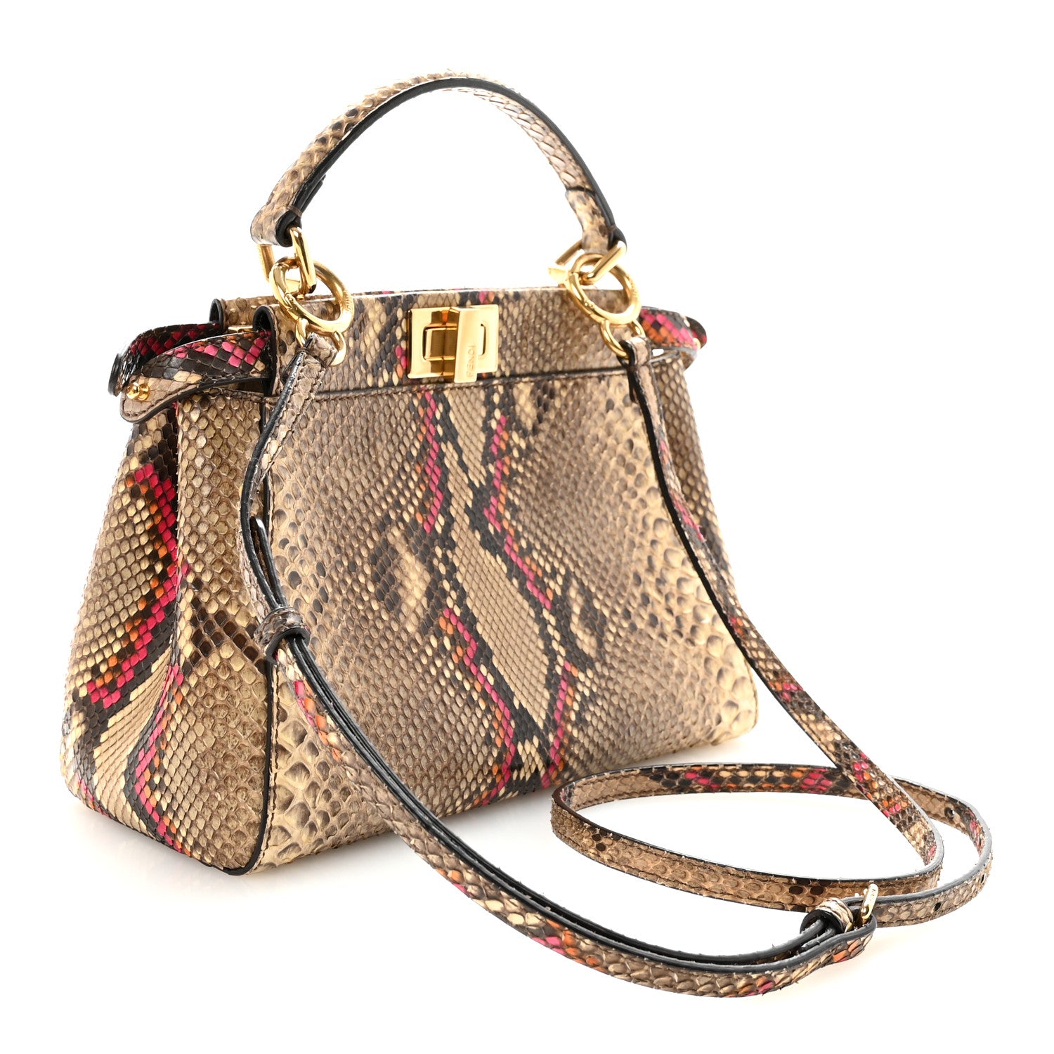 Fendi Snakeskin Mini Peekaboo Iconic Satchel Daisy Roccia 3 of 9