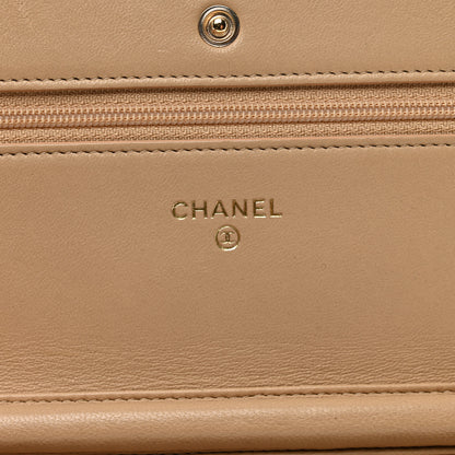 Chanel Lambskin Quilted Wallet On Chain WOC Beige 7 of 12