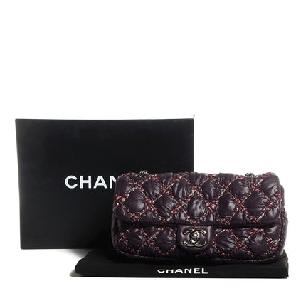 Chanel Nylon Quilted Tweed on Stitch Medium Bubble Flap Purple 9 of 9