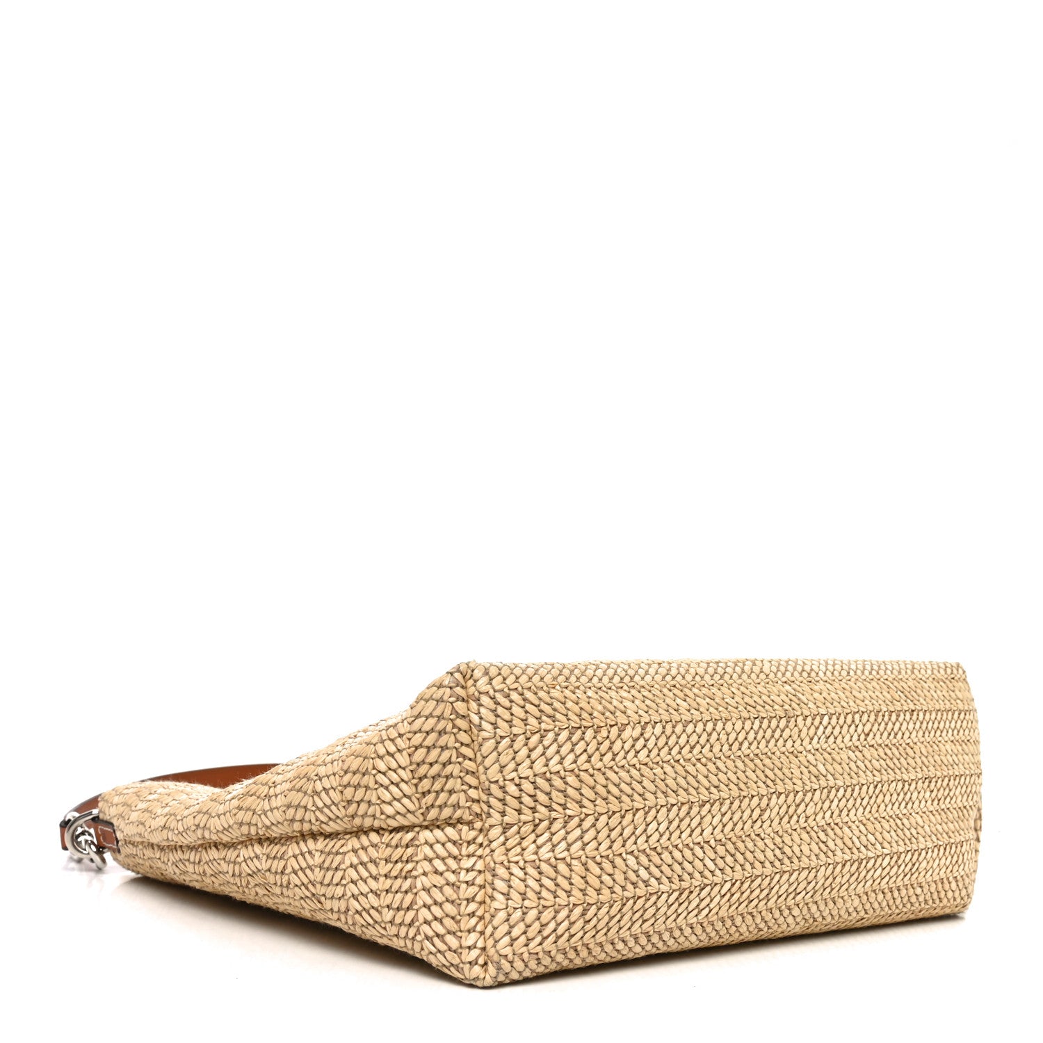 Gucci Raffia Woven Logo Patch Medium Tote Bag Natural Brown