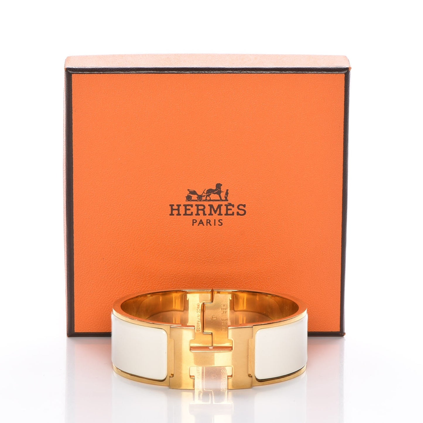 Enamel Wide Clic Clac H Bracelet PM White