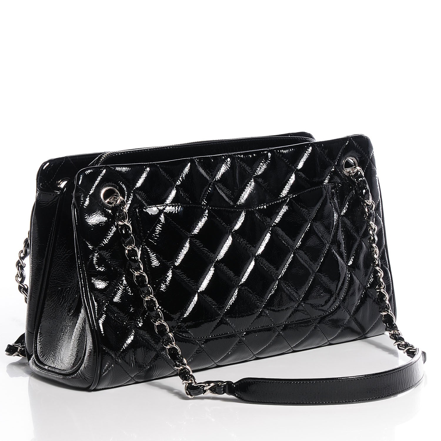 Chanel Patent Quilted Tote Black 3 of 7