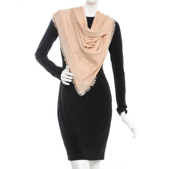 Silk Wool Monogram Shawl Dune