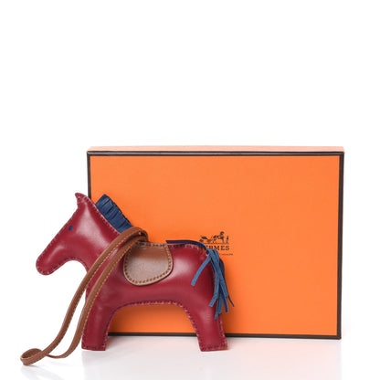 Hermes Milo Lambskin Grigri Rodeo Horse Bag Charm GM Rubis Bleu de Malte Fauve 4 of 4