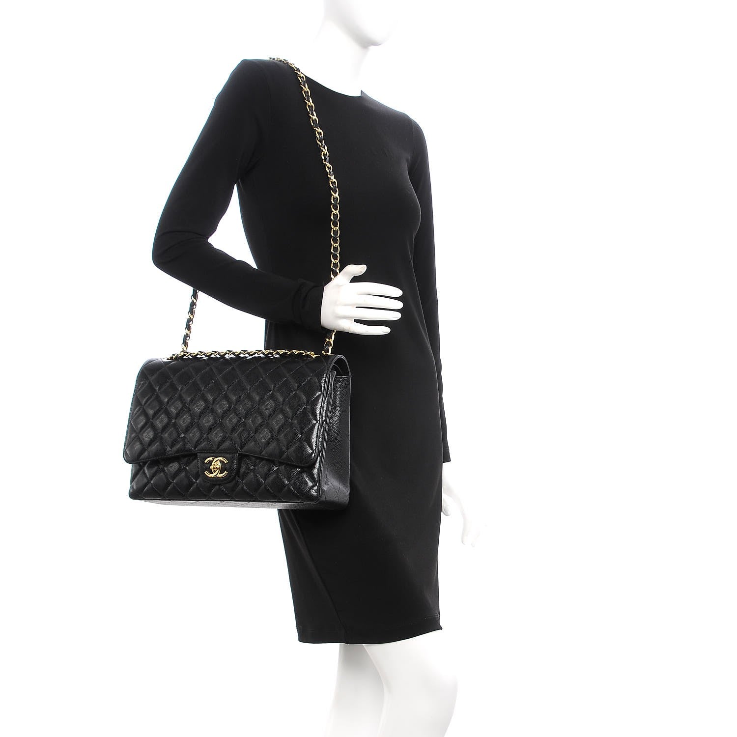 Chanel Caviar Quilted Maxi Double Flap Black 2 of 8