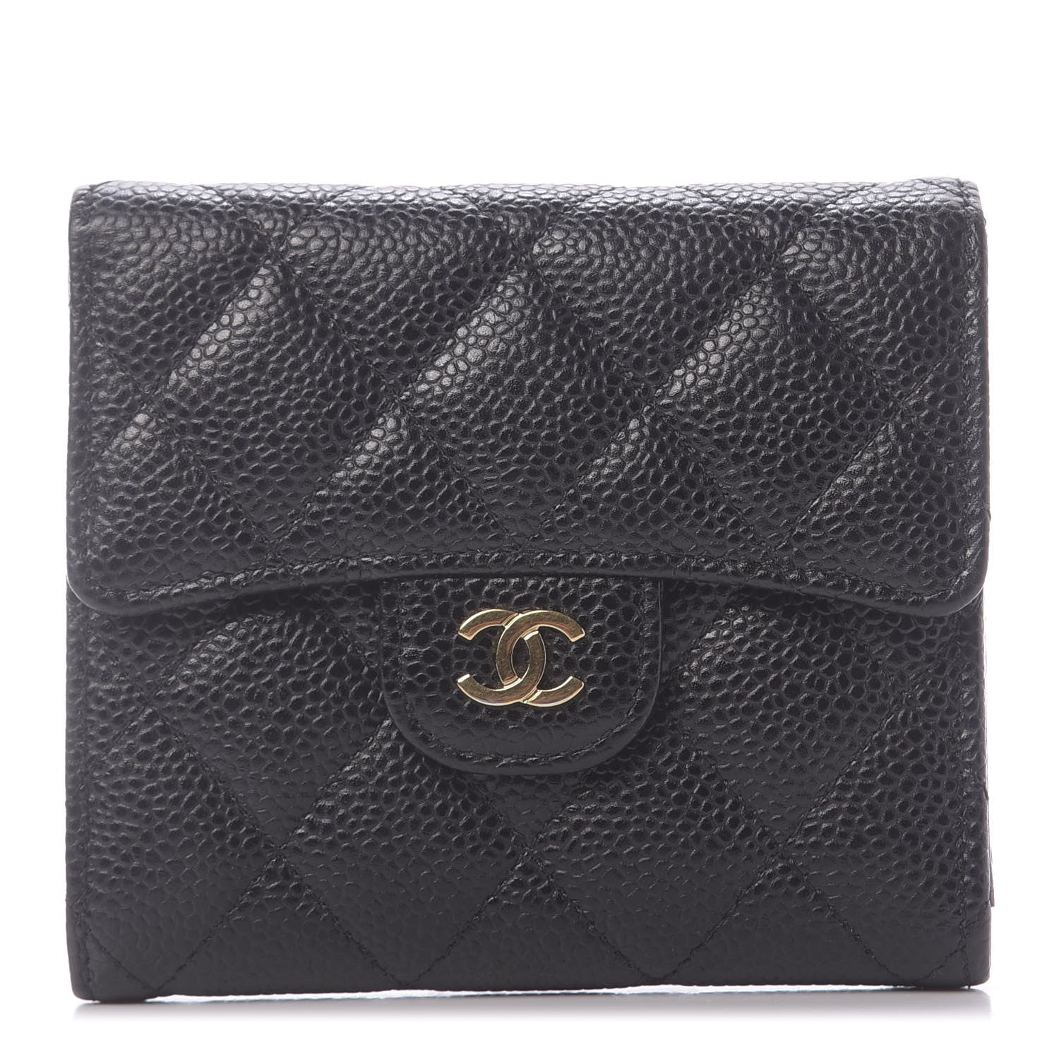 Chanel Caviar Quilted Compact Flap Wallet Black 1 of 9