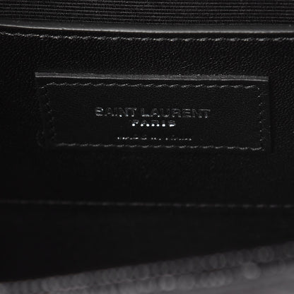 Saint Laurent Grain De Poudre Textured Mixed Matelasse Triquilt Medium Monogram Satchel Black 6 of 8