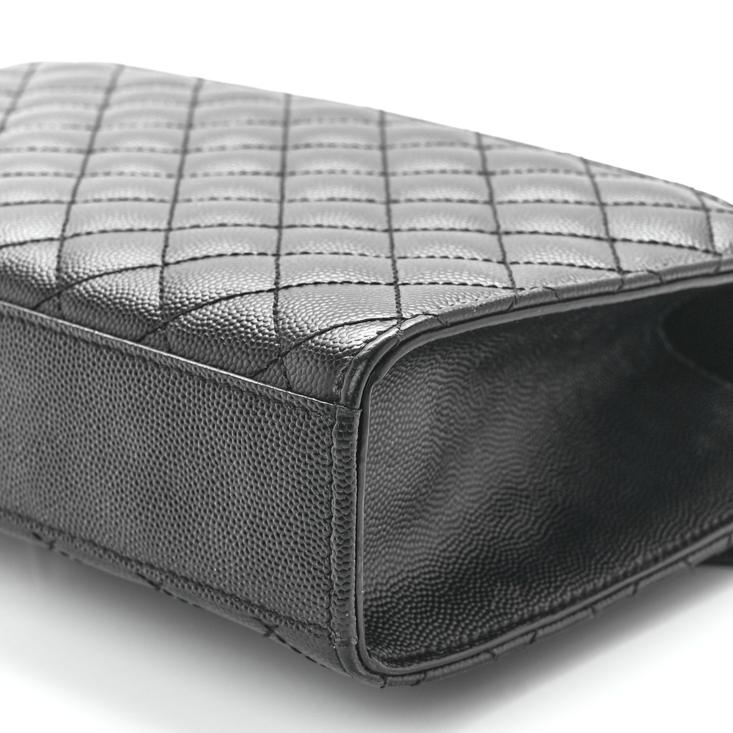 Grain De Poudre Textured Mixed Matelasse Triquilt Medium Monogram Monochrome Satchel Black