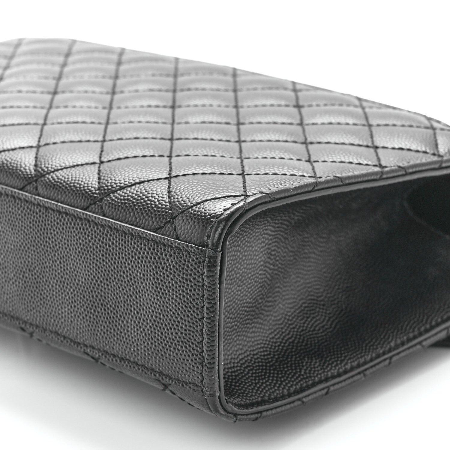 Saint Laurent Grain De Poudre Textured Mixed Matelasse Triquilt Medium Monogram Monochrome Satchel Black 12 of 12