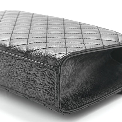 Saint Laurent Grain De Poudre Textured Mixed Matelasse Triquilt Medium Monogram Monochrome Satchel Black 12 of 12