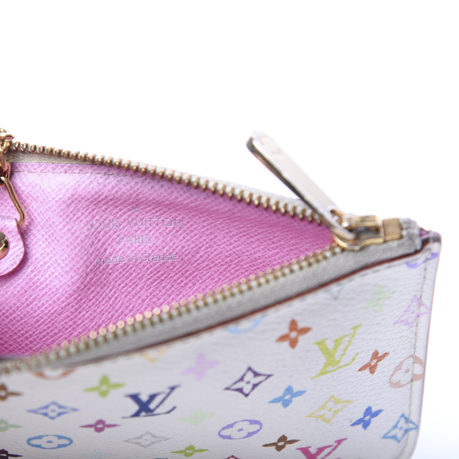 Louis Vuitton Monogram Multicolor Key Pouch White Litchi 7 of 10