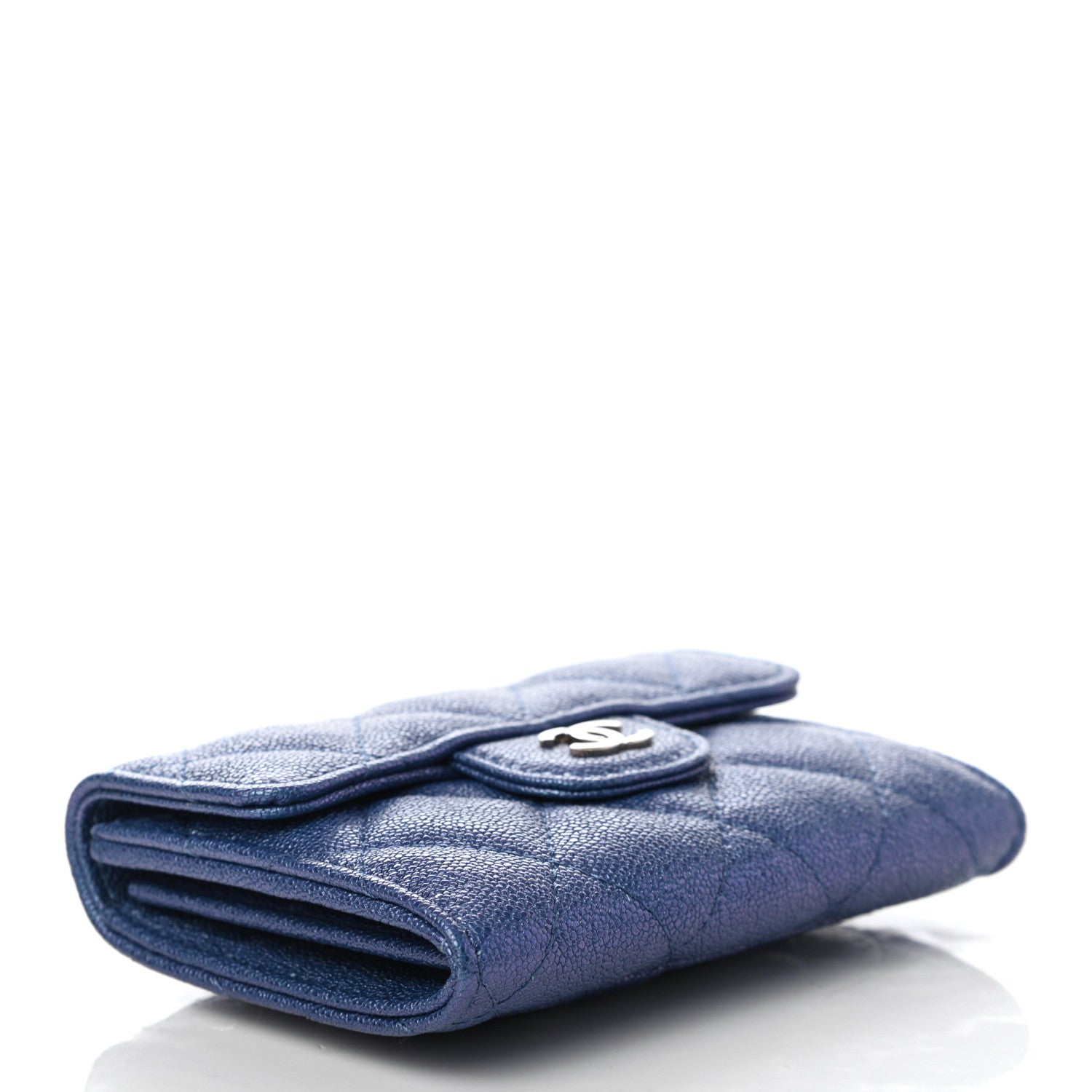 Chanel Iridescent Caviar Quilted Flap Card Holder Wallet Dark Blue 6 of 8