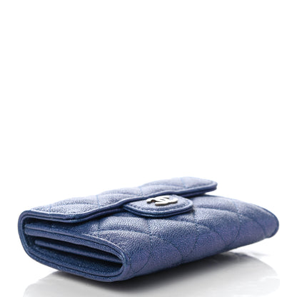 Chanel Iridescent Caviar Quilted Flap Card Holder Wallet Dark Blue 6 of 8