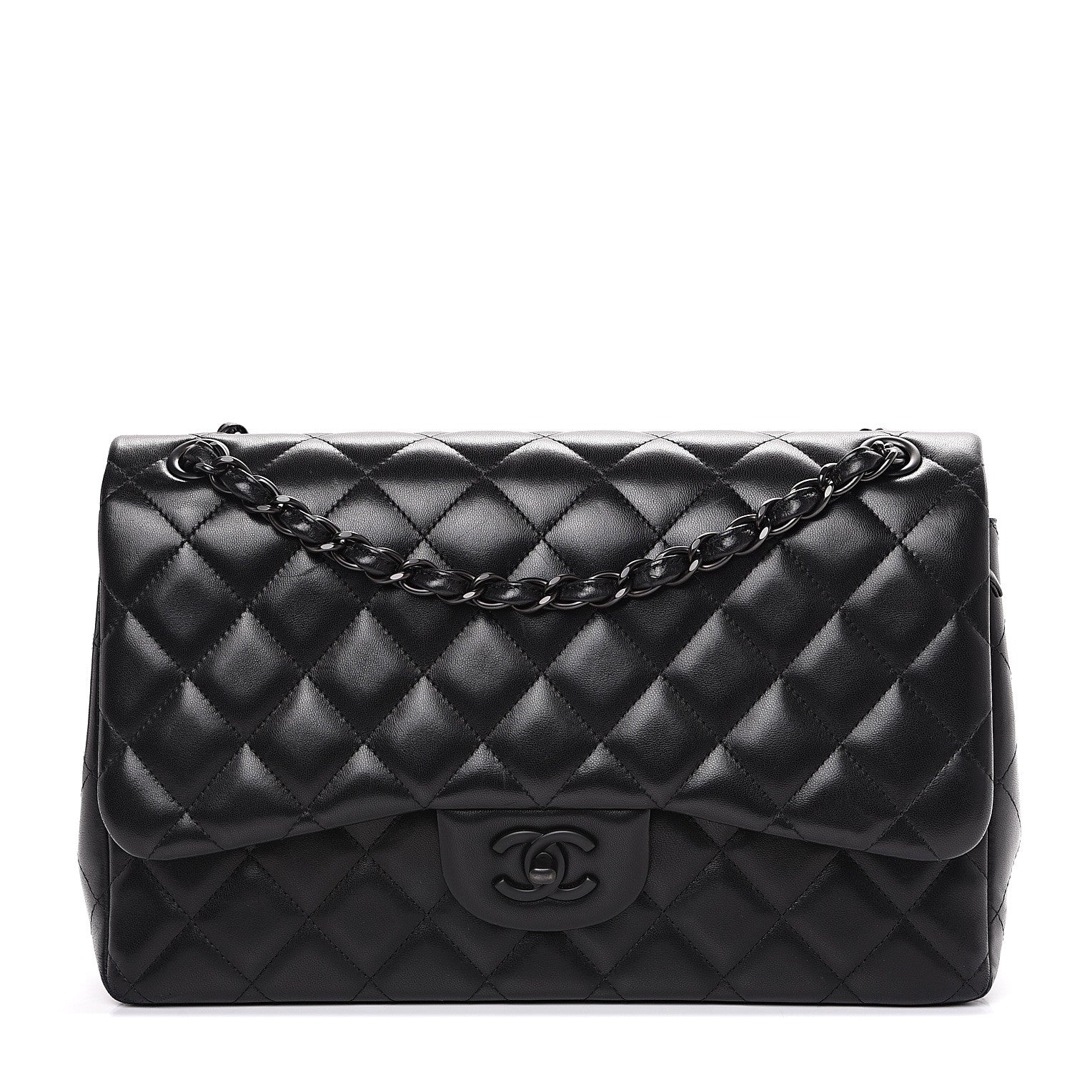 Chanel Lambskin Quilted Jumbo Double Flap So Black 1 of 19