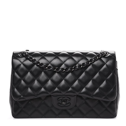 Chanel Lambskin Quilted Jumbo Double Flap So Black 1 of 19