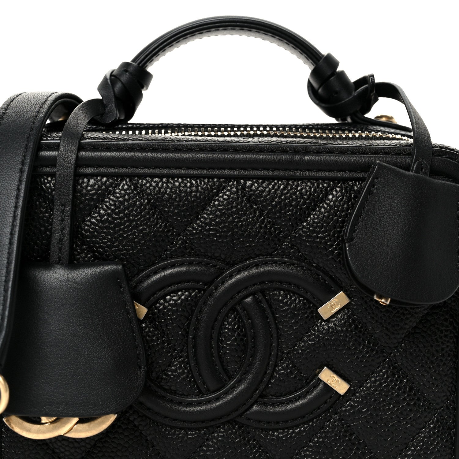 Chanel Caviar Quilted Small CC Filigree Vanity Case Black 8 of 10