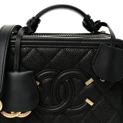 Chanel Caviar Quilted Small CC Filigree Vanity Case Black 8 of 10