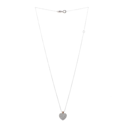 Damiani 18K White Pink Gold Diamond Cuore Logo Pendant Necklace 3 of 5