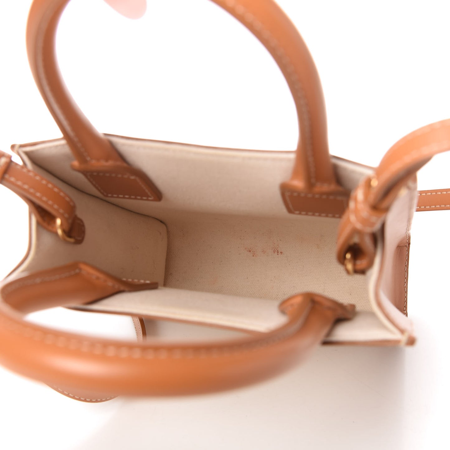 Canvas Calfskin Mini Vertical Cabas Natural Tan