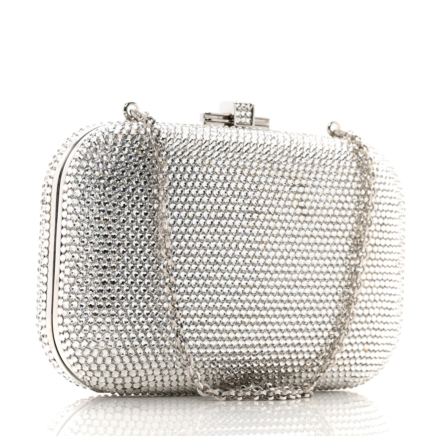 Swarovski Crystal Minaudiere Clutch Silver