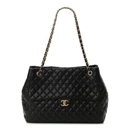 Chanel Lambskin Quilted Large Fluffy CC Shopping Tote Black 1 of 8
