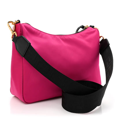 Versace Nylon Tribute Chain Crossbody Shoulder Bag Dark Pink Black 3 of 8