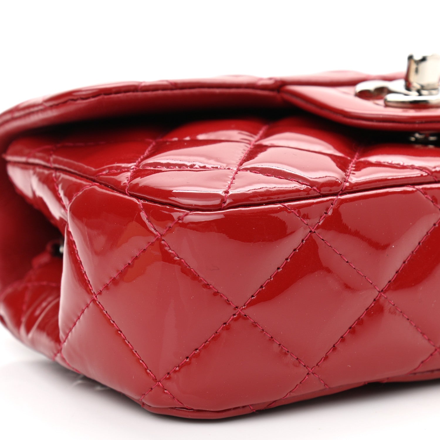 Chanel Patent Calfskin Quilted Extra Mini Rectangular Flap Red 9 of 12